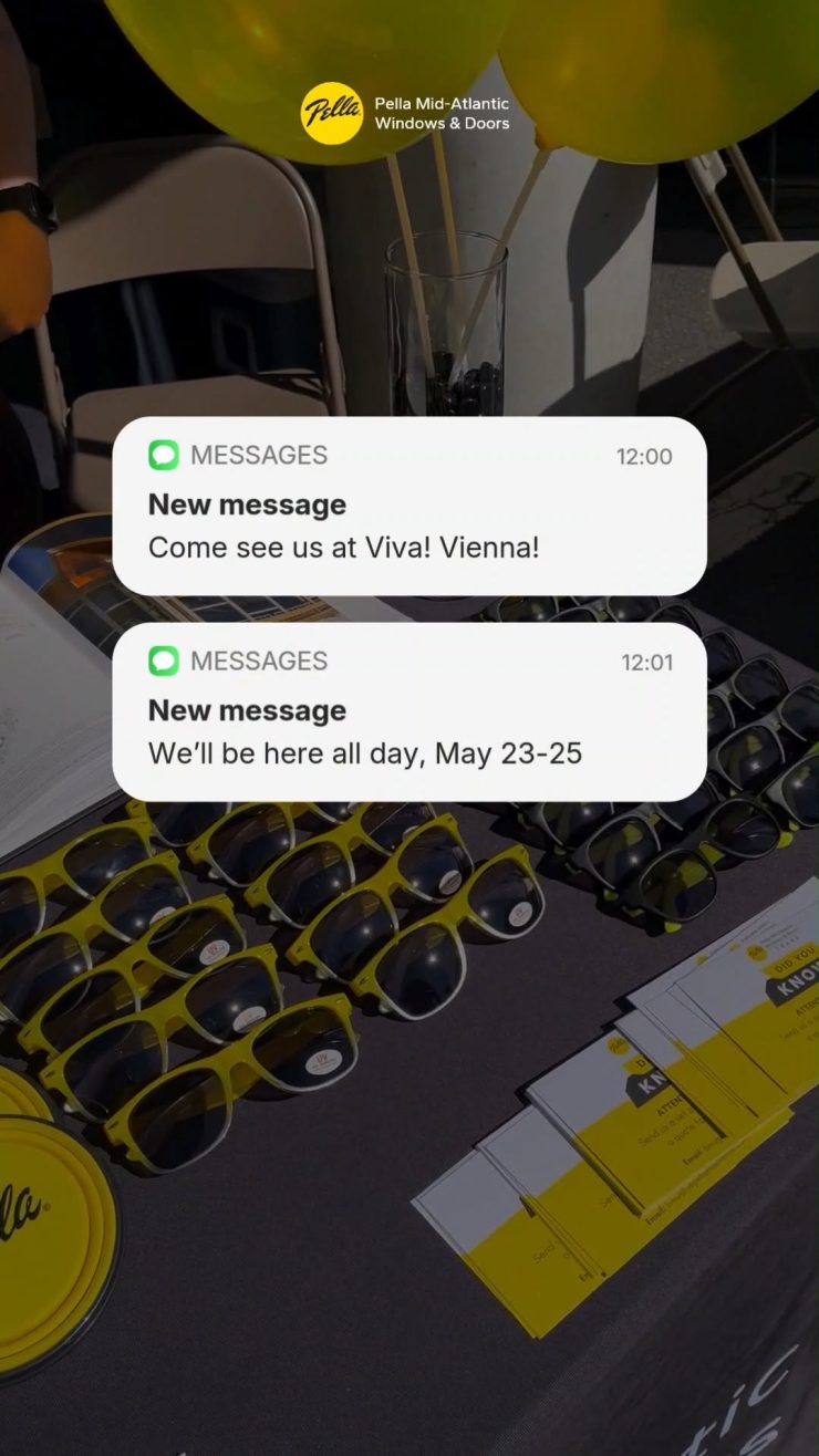 Catch us at Viva! Vienna! this Memorial Day weekend. 🎉

Stop by to connect with our team and talk all things windows and doors. 💛

#PellaMidAtlantic #vivavienna